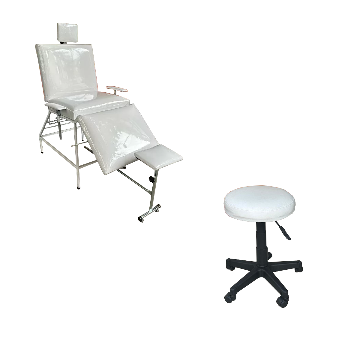 COMBO SILLON CON POSA + TABURETE BLANCO