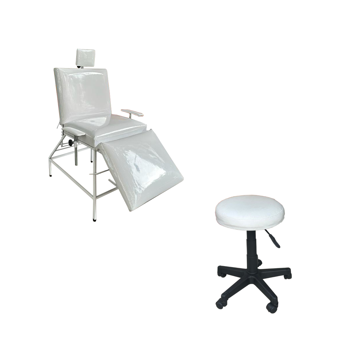 COMBO SILLON SIN POSA + TABURETE BLANCO