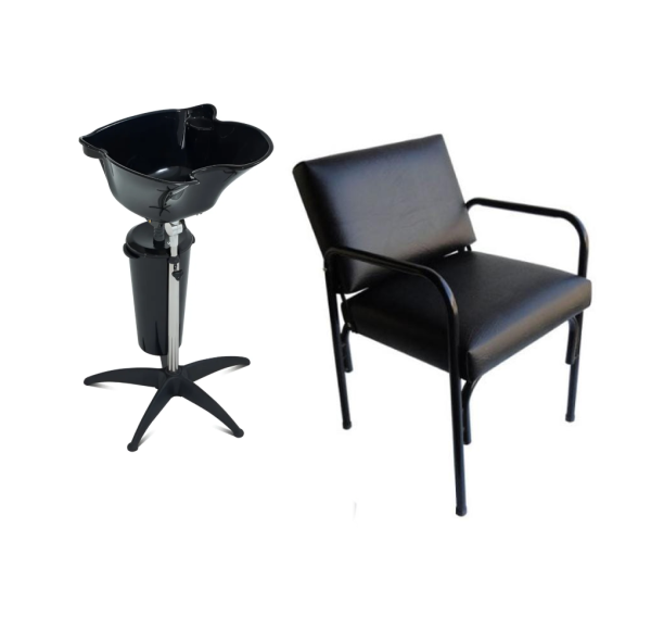 COMBO PELUQUERIA: Lavacabeza Portátil con Depósito de Agua + Silla