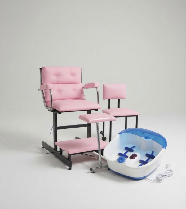 COMBO PEDICURIA: Sillón Pedicuro Recto + Sillín + Spa de Pies